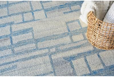 Exquisite Rugs Naturals Handmade Hand-tufted New Zealand Wool on Canvas Blue/Ivory Area Rug