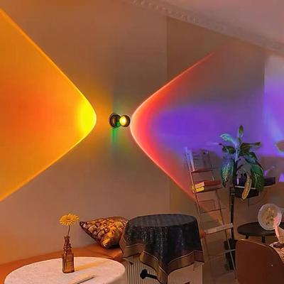 Lightinthebox Sonnenuntergang-Projektion, Doppelkopf-Wandleuchte, Sonnenuntergang-Projektion, Wandleuchte, Schlafzimmer, TV-Wand, Atmosphäre, Sonnenuntergang, dekorative Lampe