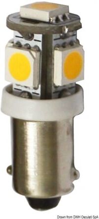 Osculati Lampadina LED per fanali, luci cortesia e luci di via zoccolo BA9S Lampadina 12 V BA9S 8,5 W 95 lm