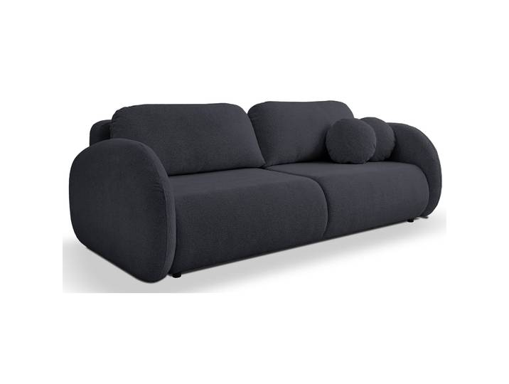Dreisitziges ausklappbares Sofa Ovally mit Stauraum, dunkelgrauer
