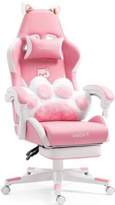 Kodotan sofa Cat Ears Gaming Chair - PU Leather Ergonomic Reclining Office Chair with Footrest,310lb Capacity,6-Position Recline,360°Swivel