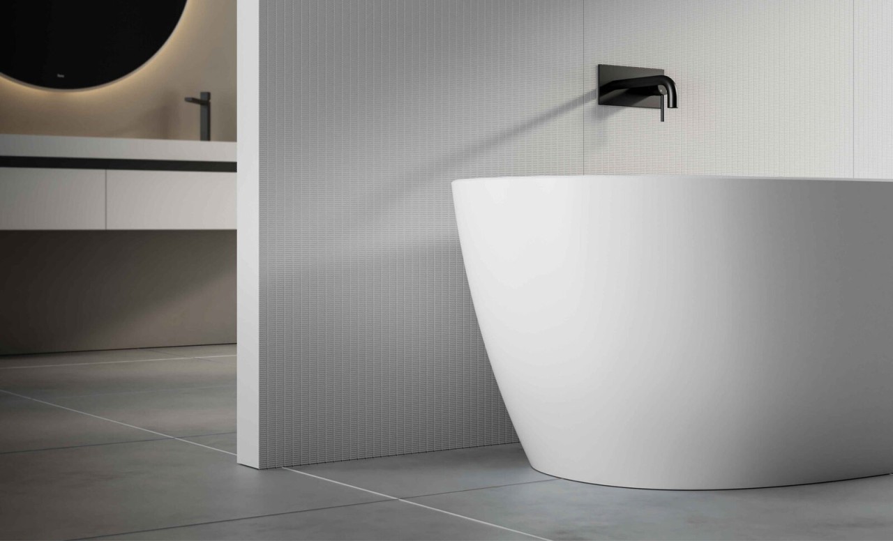Fiora Wavy Mini Badewanne Mineral Composite 1586x733x705 BAWAVYMINI