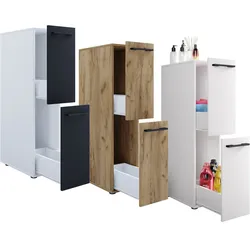 VCM Holz Badezimmerschrank   Badmöbel   Nischenschrank   Raumteiler mit zwei Schubladen   Hochschrank   Maße ca. H. 110 x B. 25 x T. 50 cm - Sadilo L