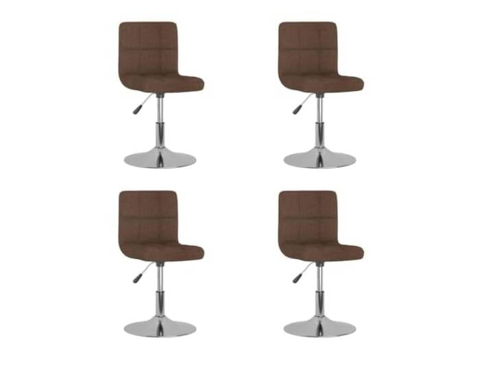 Esszimmerstühle, drehbar, 4 Stück, Braun, Stoff, mit Verstellbarkeit Weich gepolsterte Sitzfläche, stabiles verchromtes Stahlgestell, täglicher Gebrauch, modernes Design, reibungslose Rotation