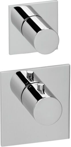 Herzbach Logic XL Fertigmontageset 11.521015.1.01 Universal-Thermostat-Modul, 2 eckige Armaturenblenden, chrom