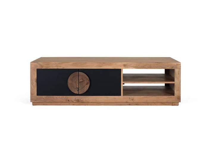 Table basse en bois d’acacia 140 cm style rustique contemporain
