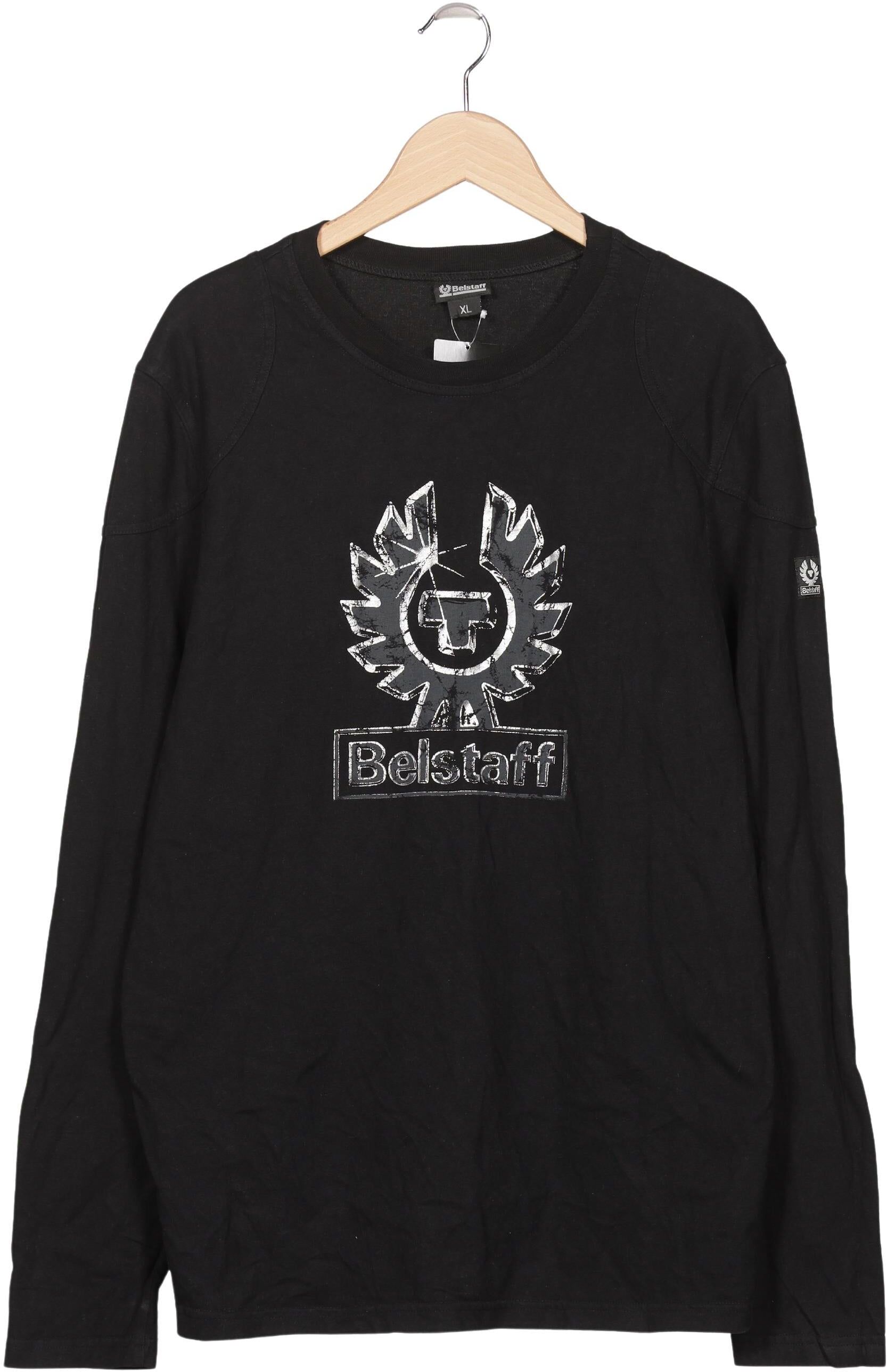 Belstaff Herren Langarmshirt, Schwarz, Gr. XL, Baumwolle - Second Hand