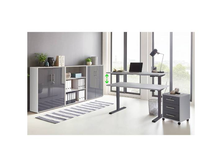 Ensemble de bureau XIV 5 éléments Gris/Gris clair/Anthracite brillant