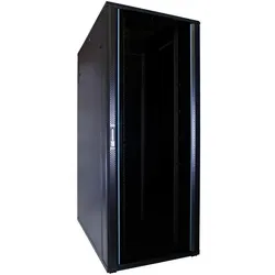 Dsit 47 HE 19” Serverschrank, mit Glastür (BxTxH) 800x1200x2200mm (47 HE, 19 Zoll Rack), Serverschrank, Schwarz