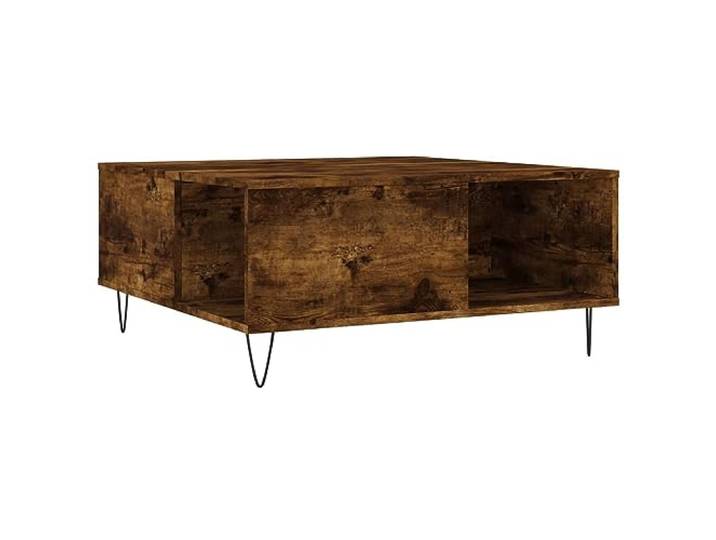 Couchtisch Smoke Eiche 80x80x36,5cm Holzwerkstoff, Metallfüße, starke Arbeitsplatte, großer Raum, leicht zu reinigen