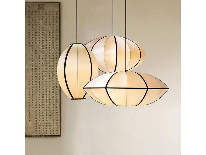 Lampe suspendue en tissu médiéval japonais, Table à manger, salon, cuisine, île, décoration de maison, lanterne de chambre à coucher, lustre Zen