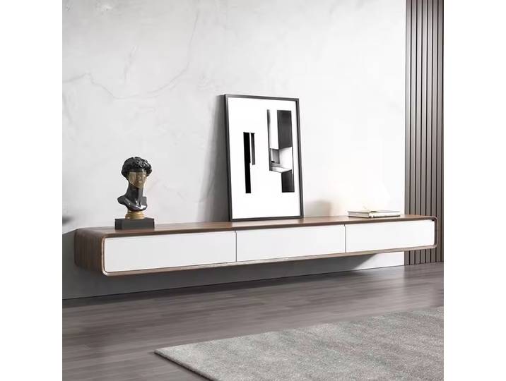 Meuble TV autoportant en bois blanc, style minimaliste, luxe moderne, pour console TV, meuble de salon, luxe moderne