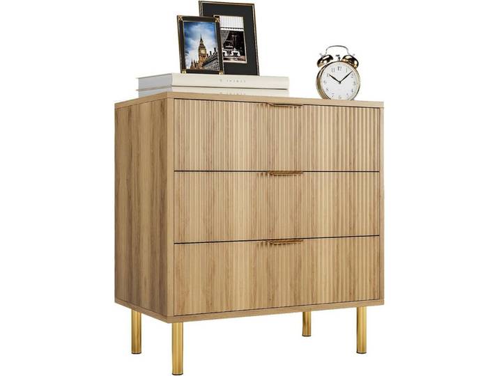 GarveeMore Kommode 3 Schublade Kommode für Schlafzimmer with Gold Griff und Schublade
