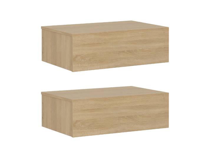 Wandregal mit Schublade OTIS 2er Set hellbraun