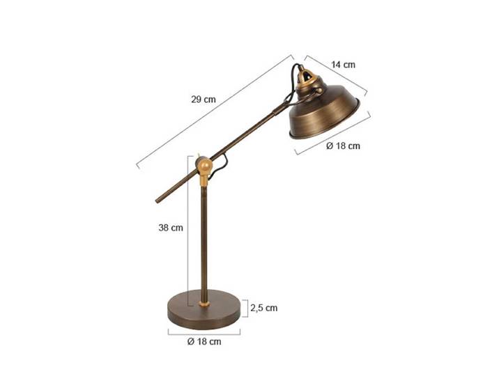 Mexlite Tischleuchte Nove, bronze, Metall, E27 Nove, bronze / altmessing, für Arbeitszimmer / Büro, Metall, Industrielles Design