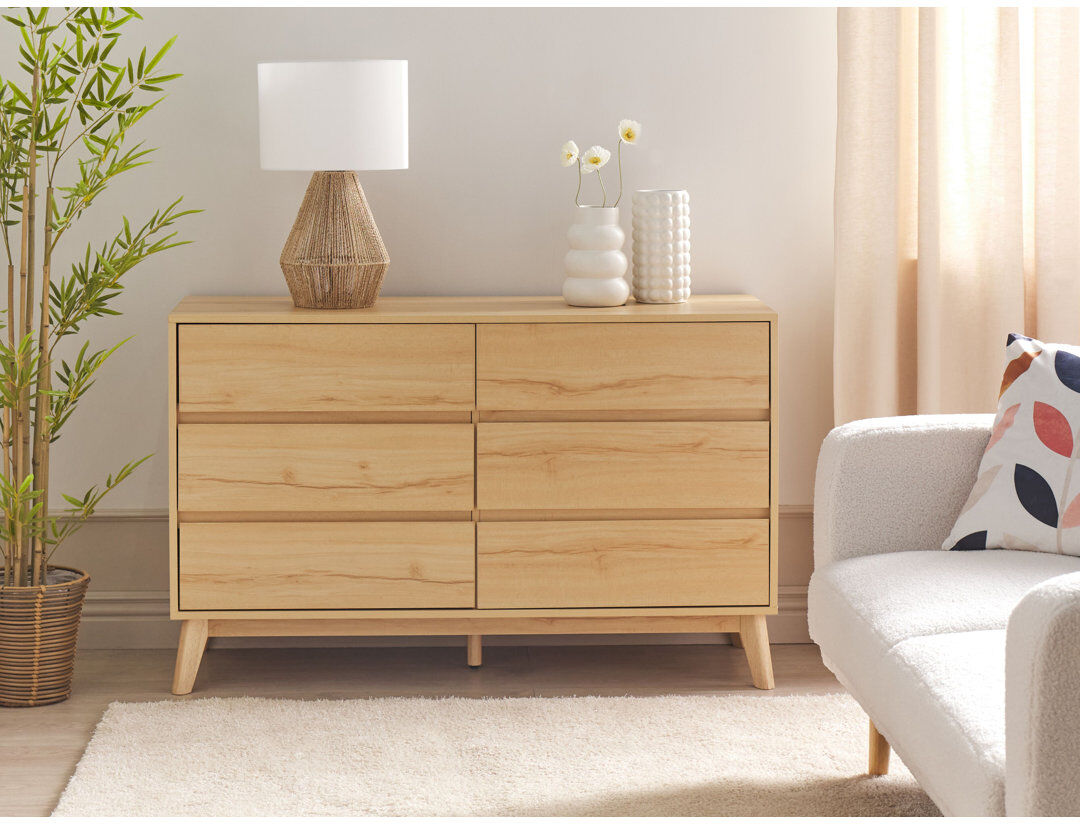 George Oliver Bladensburg 6 -Drawer Accent Chest Beige 75cm H X 120cm W X 40cm D