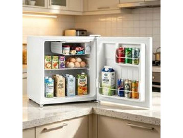 Mini Réfrigérateur Silencieux 46L avec Compartiment Congélateur COSTWAY-5 Températures Réglable-Porte Réversible Étagère Amovible