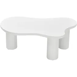 STILVORA Couchtisch wolkenförmig Weiß 107x66x41 cm mit lackierter MDF Tischplatte drei PVC Beinen Filzgleitern pflegeleichtes Design
