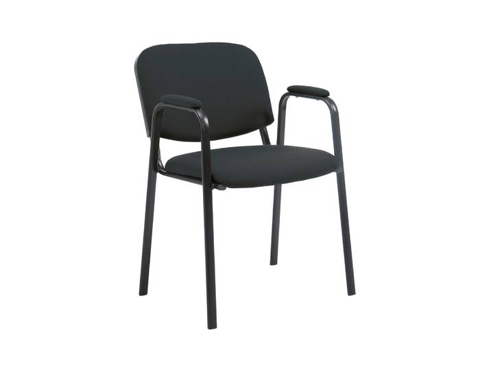 Chaise de visiteurs avec accoudoirs en tissu Noir