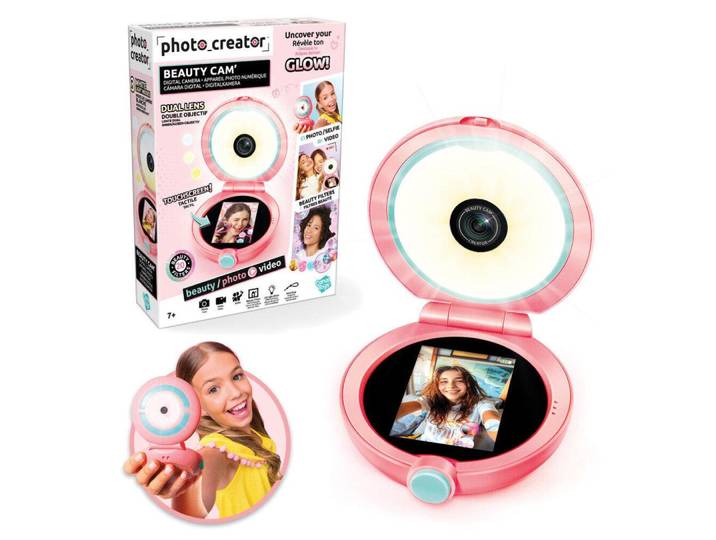 Miroir de beauté – Miroir avec éclairage annulaire\, appareil photo pour selfies et vidéos