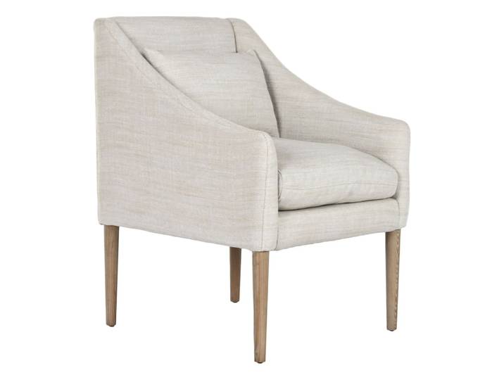 Fauteuil en frêne et polyester beige 61x67,5x86 cm
