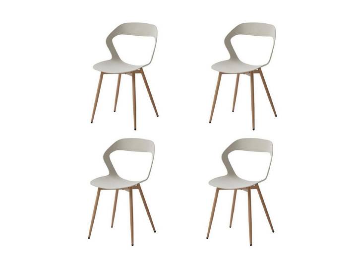 LuxusKollektion Esszimmerstuhl Esszimmerstuhl Metallbeine Rückenlehne skandinavisch 4er Set Beige