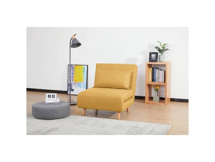 Schlafsessel Gelb/Gelb Microfaser Ehmi Buche Hell 77 x 81 x 90cm