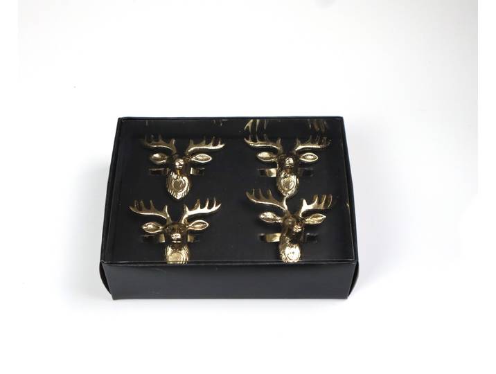Serviettenring AM DESIGN aus Aluminium , gold, B:19cm H:14cm L:6cm, Aluminium, Serviettenringe, Serviettenring, 2er Set, BxH: 19x14 cm