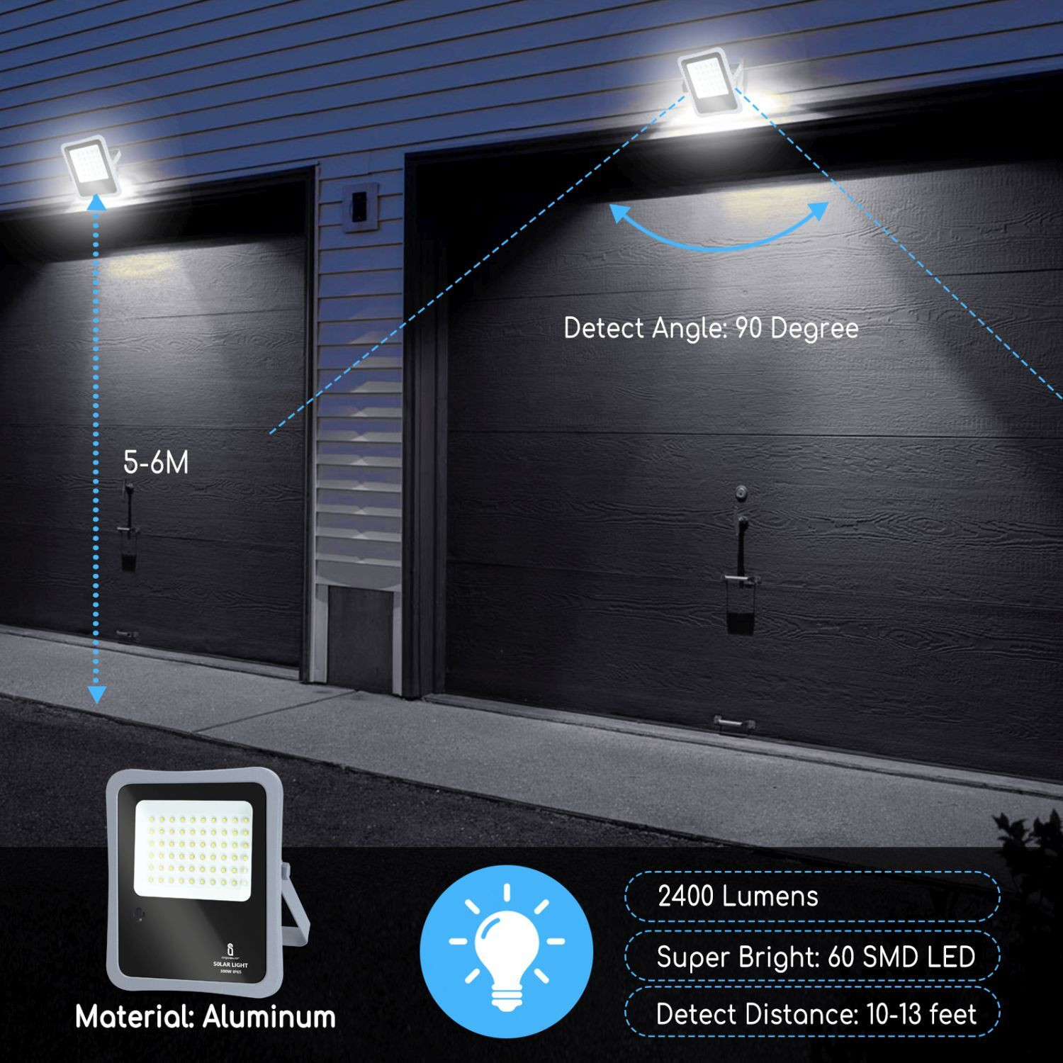 Aigostar LED-schijnwerper met zonnepaneel voor tuinverlichting