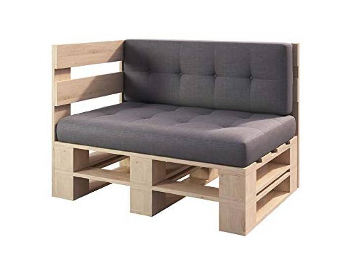 Lermowood Palettenmöbel Mp Eckbank 100 x 80 x 30 cm Natur Europaletten Indoor und Outdoor Lounge Gartenmöbel Holz Gartenmöbel Set Lounge Möbel Terrasse Balkon Loft Stil Paletten