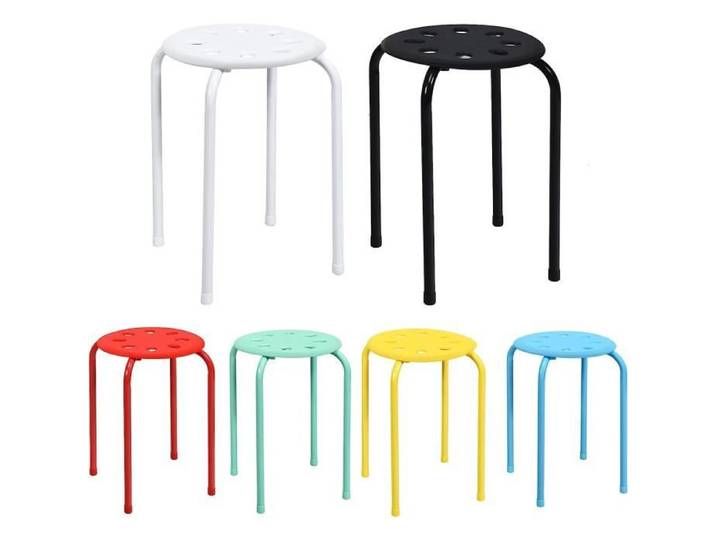 RELAX4LIFE Lot de 6 Tabourets Ronds de Bar pour Enfants/Adultes Tabourets Empilables Légers 37 x 44 CM Charge 100KG