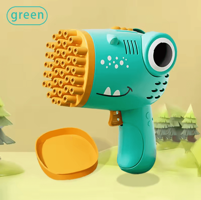 Inspire Curations DinoBlast 40 Hole Bubble Gun Electric Bubble Machine For Kids & Parties green