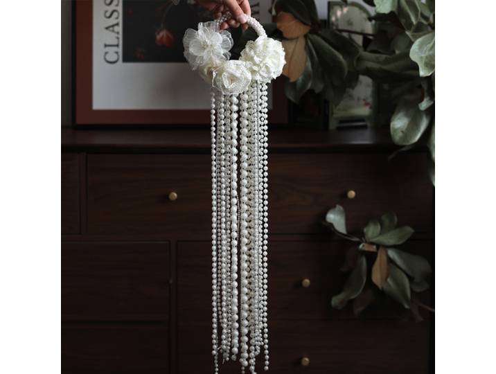 Bouquet de mariée en perles de qualité supérieure, style cascade, à porter à la main, en forme de goutte d'eau, pour photographie de mariage, avec bracelet de perles.