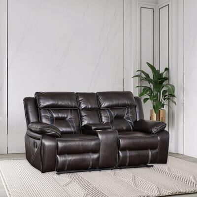 Jims Maison "73 Inch Faux Leather Top Arm Reclining Upholstered Loveseat Sofa - 73"" x 40"" in."