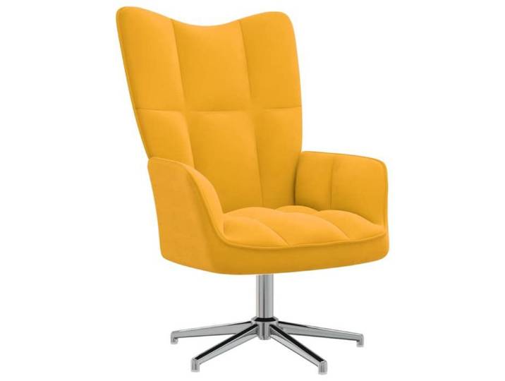 CHIC Fauteuil Salon Moderne Chaise de relaxation Jaune moutarde Velours Design7730