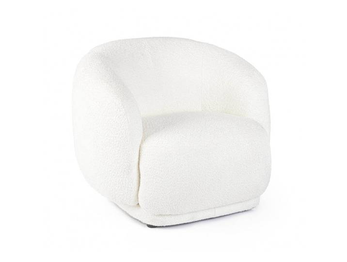 FAUTEUIL ROND COCOONING EN TISSU BLANC TECLA
