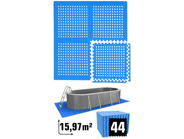 POOLMATTEN 16m² 44 EVA Matten 62 cm Blau