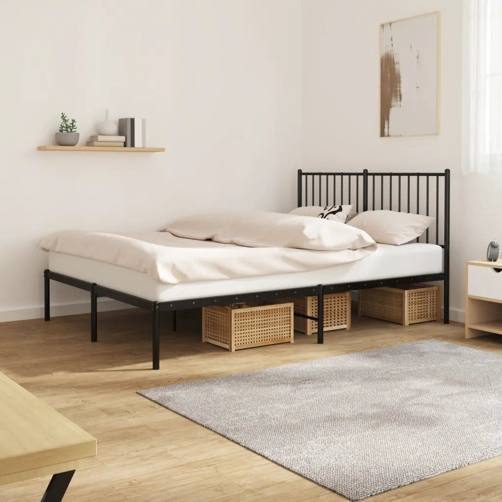 17 Stories Lidwina Bed Frame Black 135 x 190 cm
