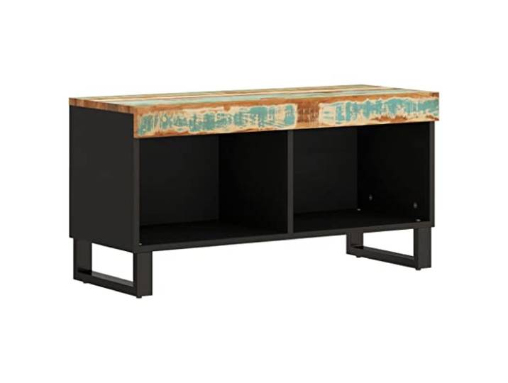 GHVBNMF TV-Schrank 85x33x43,5 cm Altholz Massiv Fernsehtisch Industrie-Design fürs Wohnzimmer: Jedes Möbelstück ein handgefertigtes Unikat mit bunt gemischten Altholz-Farbnuancen.
