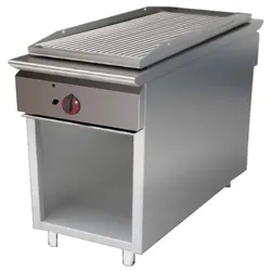 EURAST - Platte-frytop fe 15 mm gas rillenauf offenem stützen - 450x1050x900 mm - 10 Kw - 40074510