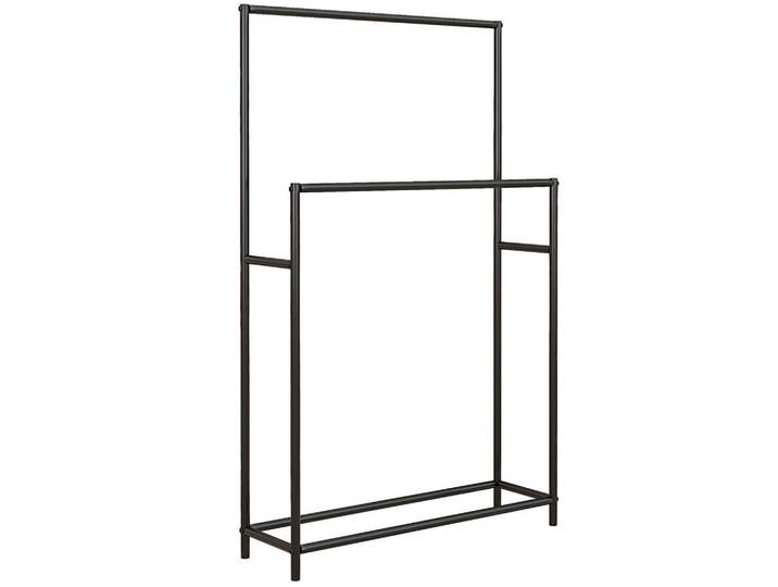 Modfu Handtuchständer 66x20x110 cm Schwarz aus Metal mit 2 Stangen & rutschfesten Füßen, Metall, 66x110x20 cm, Badezimmer, Badezimmerausstattung, Handtuchhalter
