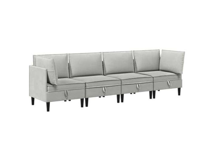 Todiikf Wohnzimmergarnitur 4-Teilig Hellgrau Couch Set Modern Modulares Sofa Set für das Wohnzimmer mit robustem Sperrholzgestell, bequemer Schaumstoffpolsterung und braunen Beinen.