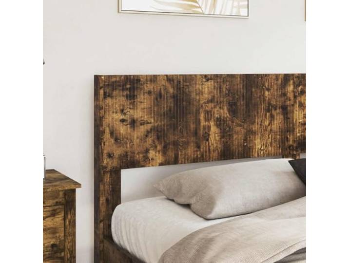 KTHLBRH Bett mit Stauraum und Kopfteil Eiche Rauchgrau Technisches Holz, Lattenrost, modernes Design, integrierter Behälter