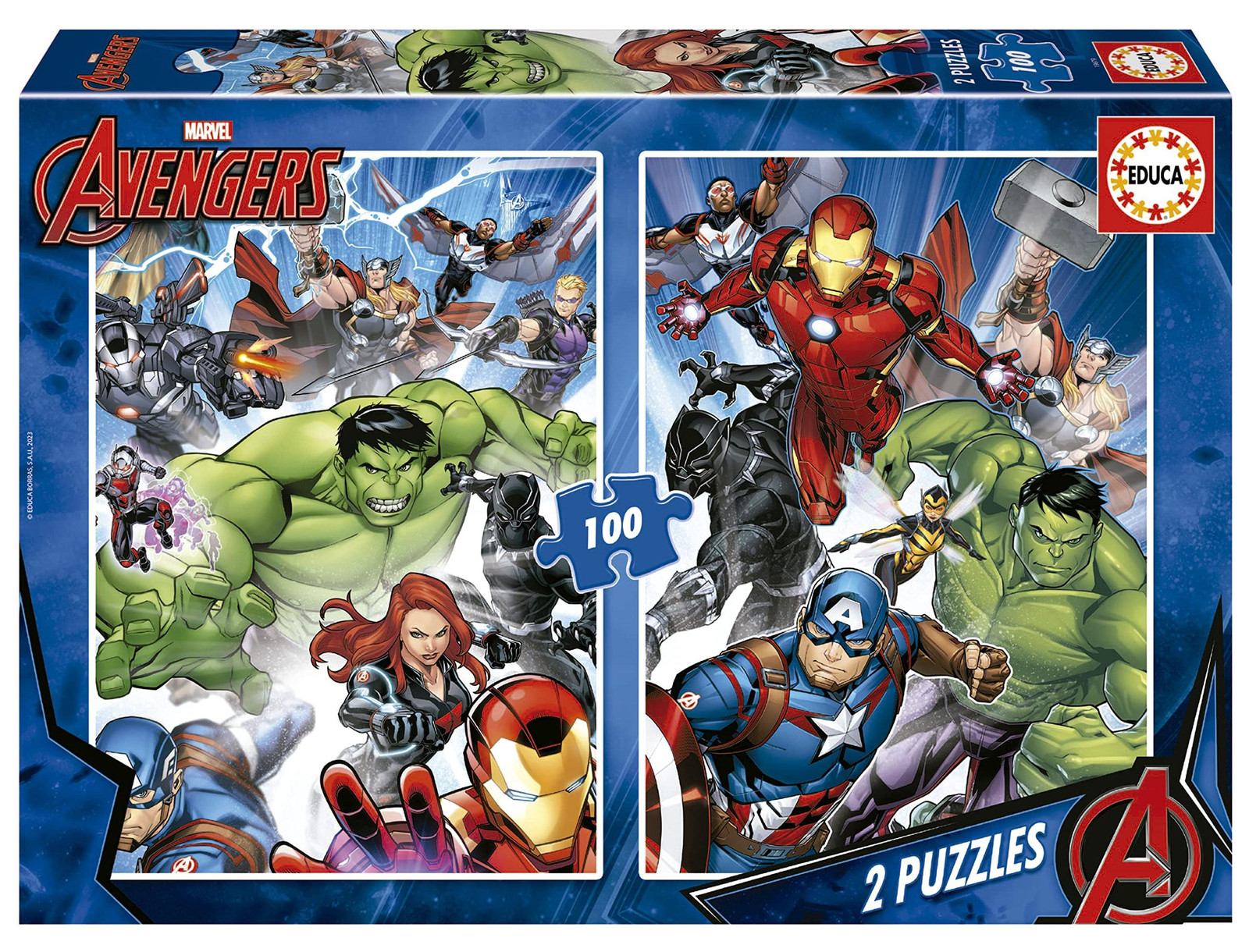 Educa Borras Avengers puzzel, 2x100 stukjes, meerkleurig