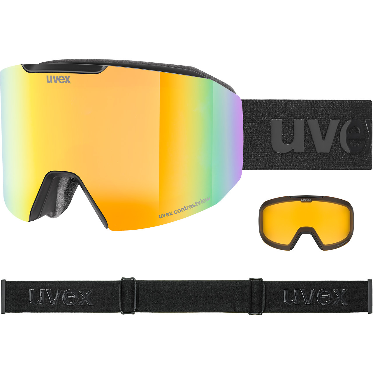 Uvex Evidnt ATTRACT S black matt / mirror rainbow + Ersatzscheibe