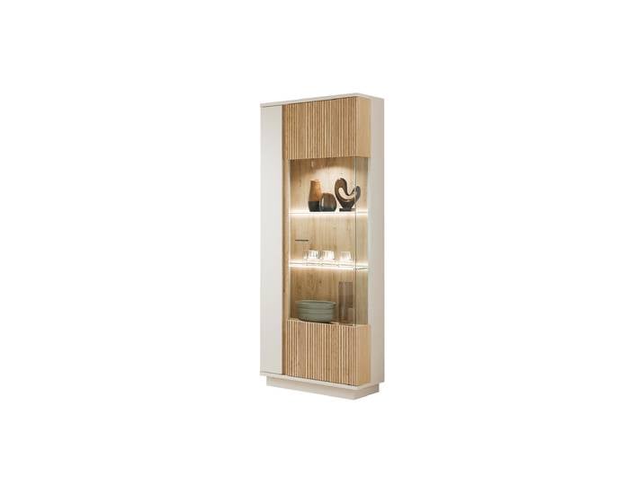 Vitrine mit Glastür Beige-Kaschmir - Eiche - Breite 62 cm - MOSANO