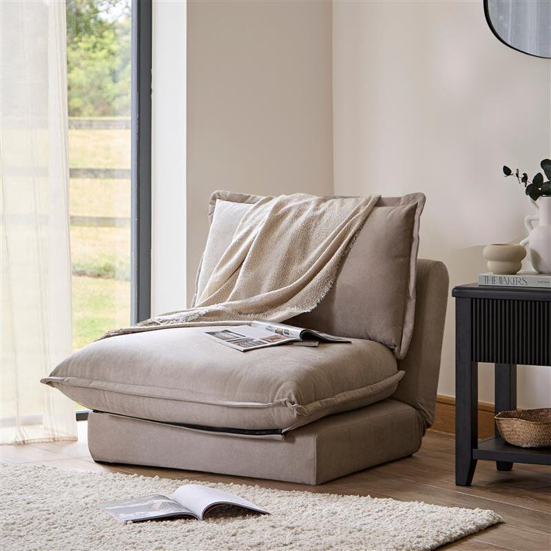 17 Stories 2 Seater Sofa Bed - Boucle Beige Single