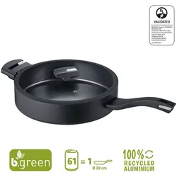 Berndes Schmorpfanne Glasdeckel Gegengriff b.green Alu Recycled Induction schwarz 28 cm