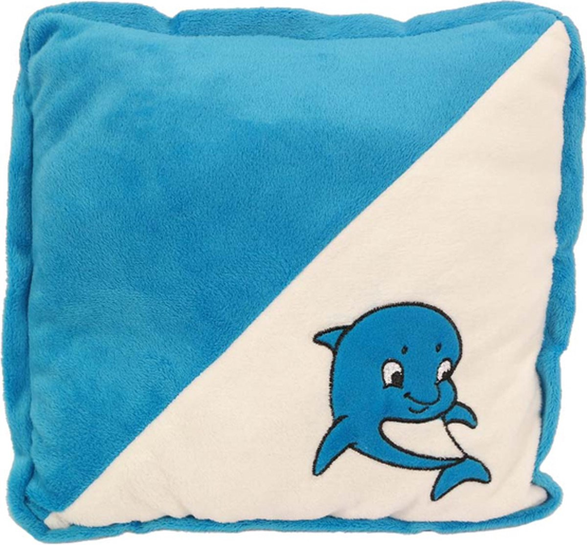 PIA Soft Toys vierkant pluche dolfijn kussen voor kinderen, 30 cm
