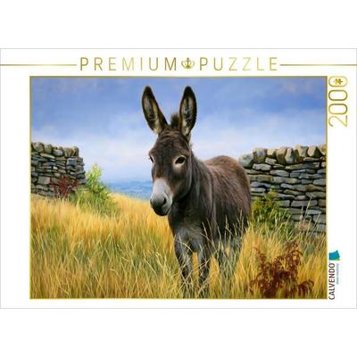 CALVENDO Puzzle Esel vor einer Trockenmauer | 2000 Teile Lege-Größe 90x67cm Foto-Puzzle für glückliche Stunden, von , Calvendo Puzzle
